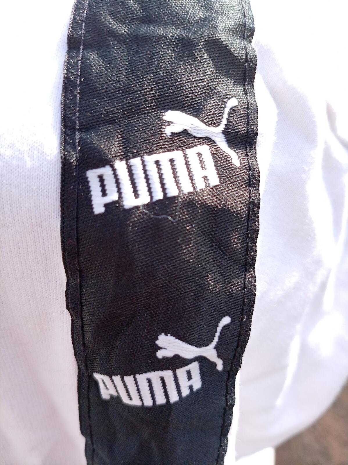 Puma Track Jacket Womens Small White Full Zip Bomber Sweatshirt Logo Tape Sleeve