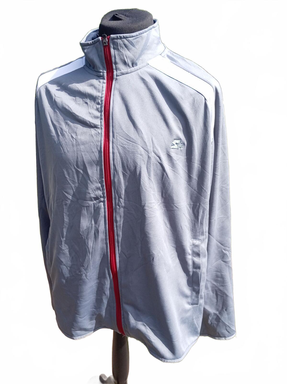 Starter Track Jacket Men’s 2XL Grey Red Zip Retro Lightweight Full Zip
