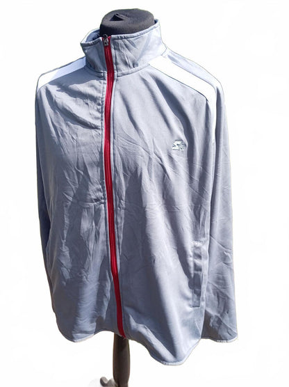 Starter Track Jacket Men’s 2XL Grey Red Zip Retro Lightweight Full Zip