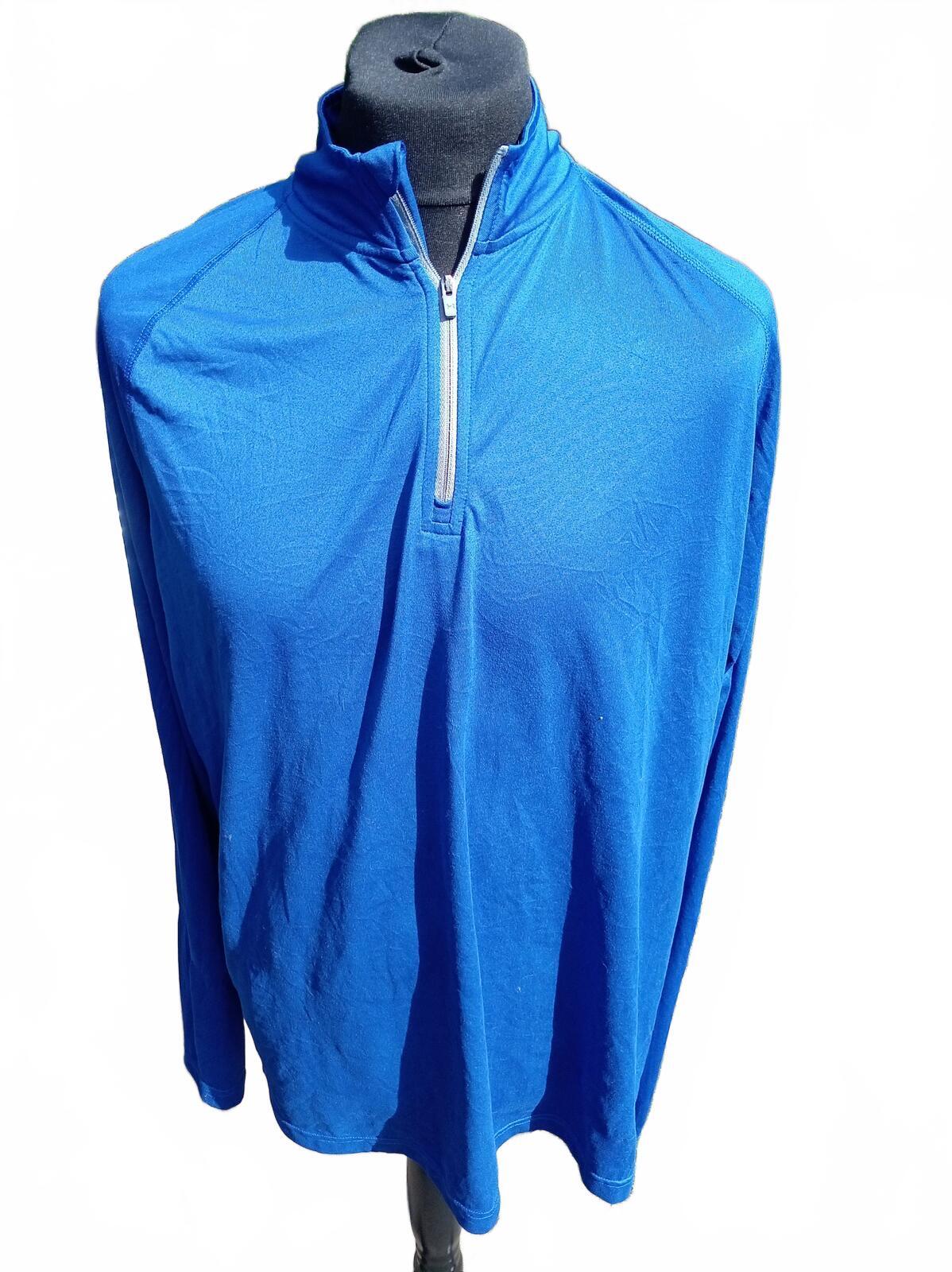 Under Armour HeatGear Loose Fit Long Sleeve Quarter Zip Top XL Blue