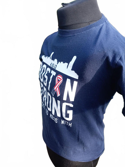 Boston Strong T‑Shirt Small Unisex Navy Graphic Tee Skyline Design Casual Fit