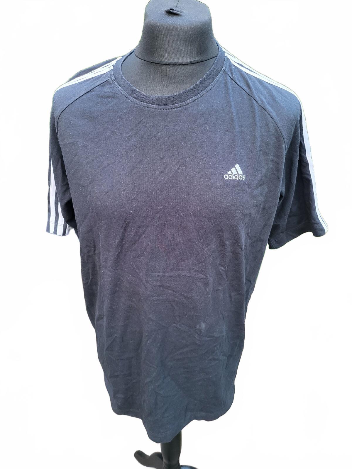 Adidas T‑Shirt Large – Black 3‑Stripes Tee – Men’s – Classic Logo