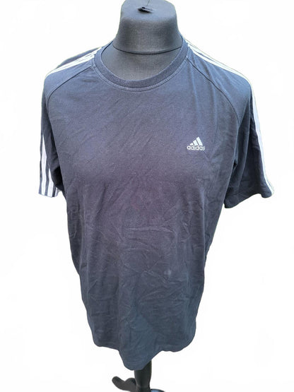 Adidas T‑Shirt Large – Black 3‑Stripes Tee – Men’s – Classic Logo