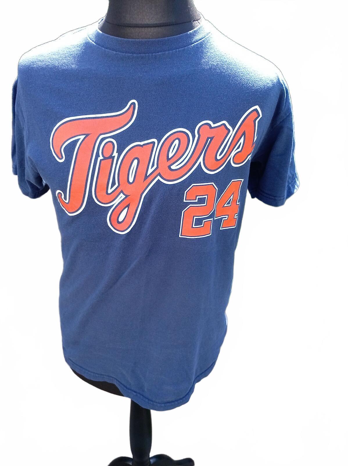 Detroit Tigers Miguel Cabrera 24 MLB T-Shirt Navy Blue Orange Men's Medium M