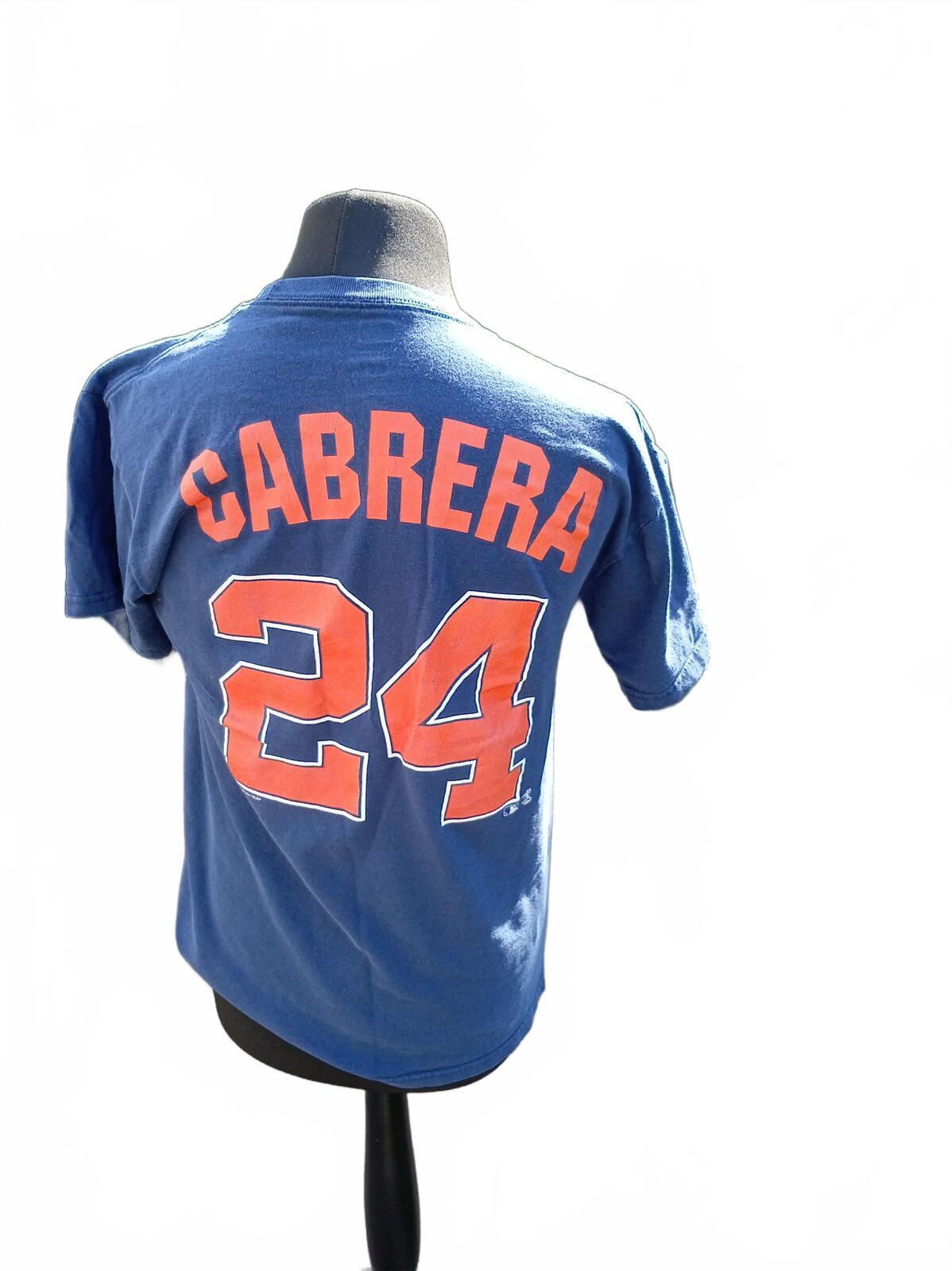 Detroit Tigers Miguel Cabrera 24 MLB T-Shirt Navy Blue Orange Men's Medium M