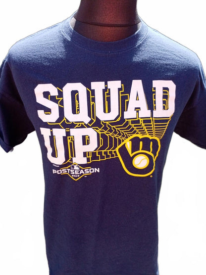 Milwaukee Brewers T-Shirt Squad Up Postseason 2019 MLB Navy Blue Men's Large L