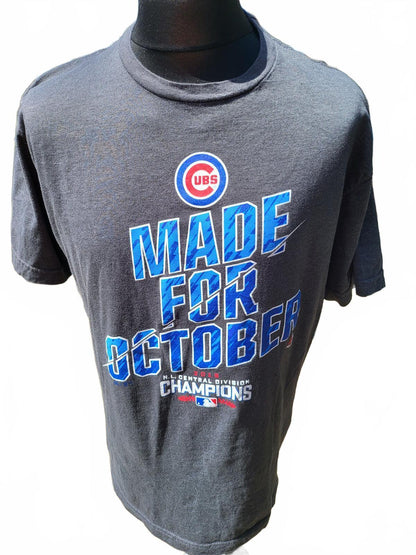 Chicago Cubs T-Shirt Made For October 2017 Division Champions MLB Grey Men's XL