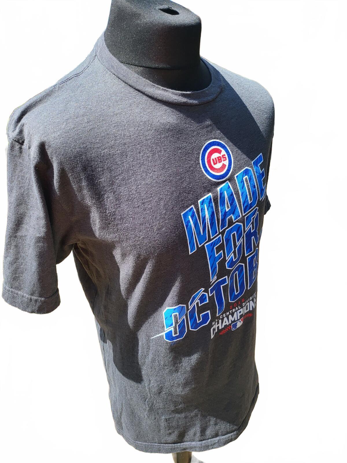 Chicago Cubs T-Shirt Made For October 2017 Division Champions MLB Grey Men's XL