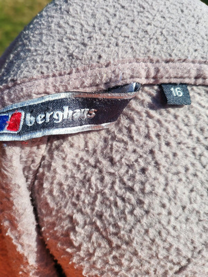 Berghaus Womens Fleece Jacket UK 16 Lilac Pastel Full Zip Hiking Midlayer