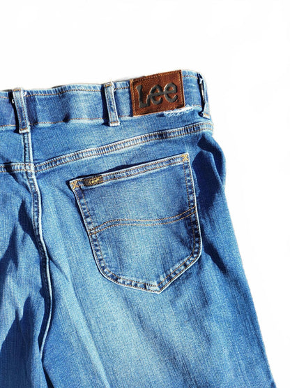 LEE Mens Blue Jeans W38 L32 Comfort Stretch Denim Regular Fit Straight Leg