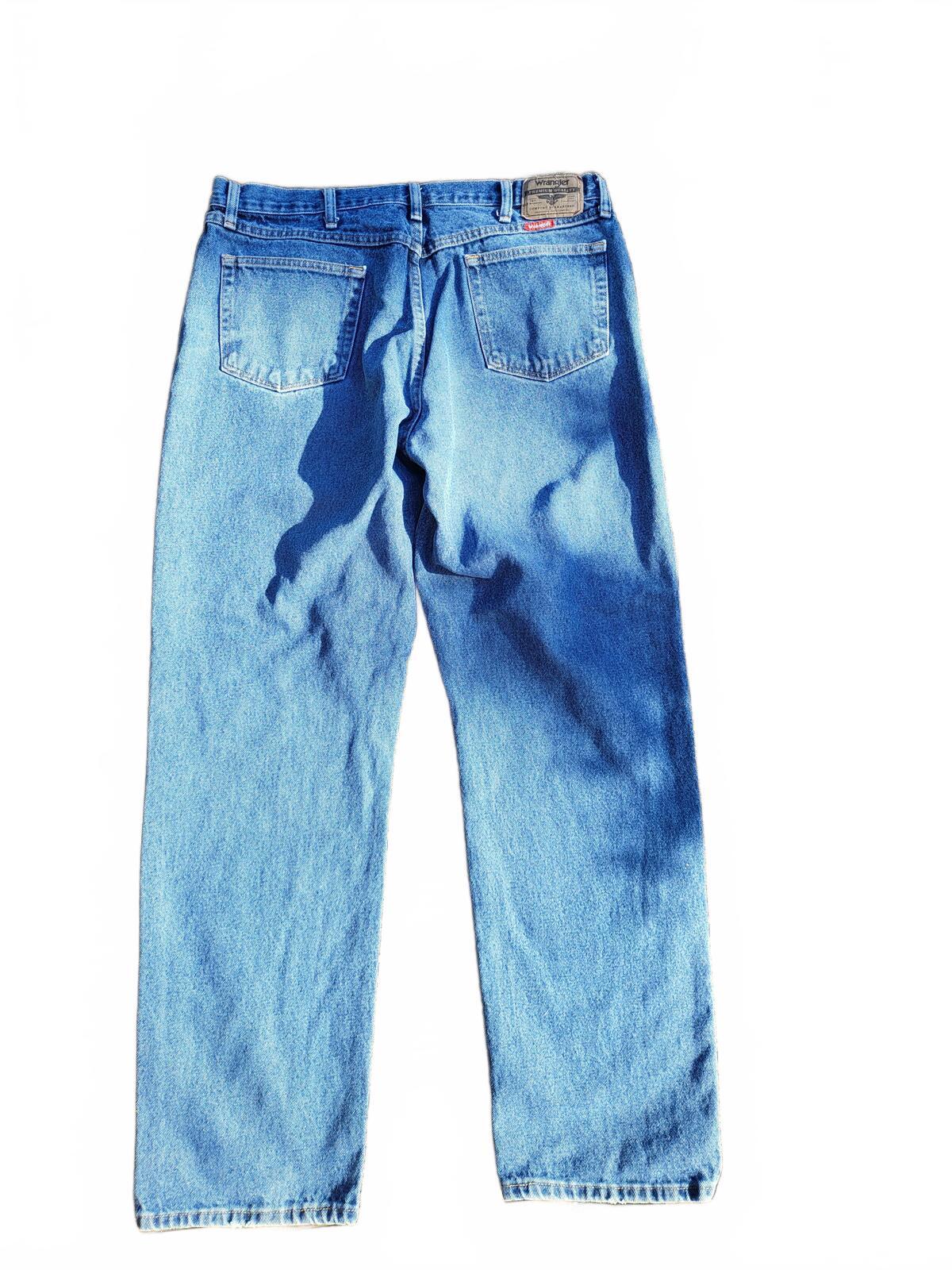 Wrangler Rugged 100% Cotton Men's Jeans Size W38 L34 Blue Straight Leg Tall
