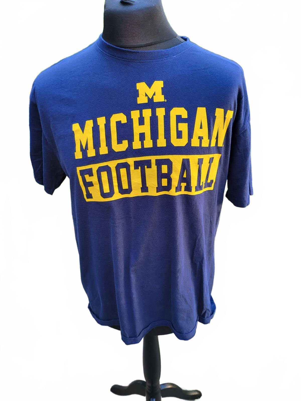 Michigan Football T-Shirt Blue/Yellow US College American Sport Size Large L