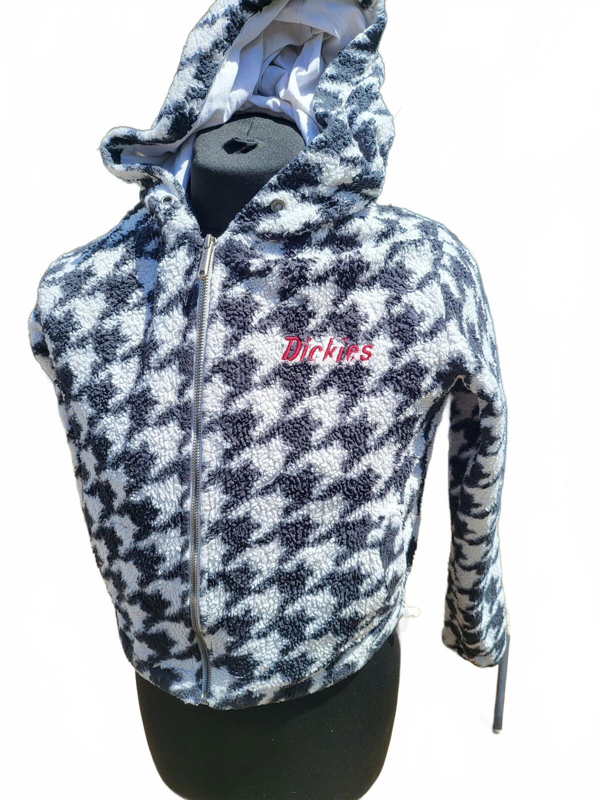 Dickies Houndstooth Women's Zip Hoodie XS – Red Embroidered Logo