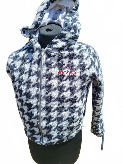 Dickies Houndstooth Women's Zip Hoodie XS – Red Embroidered Logo
