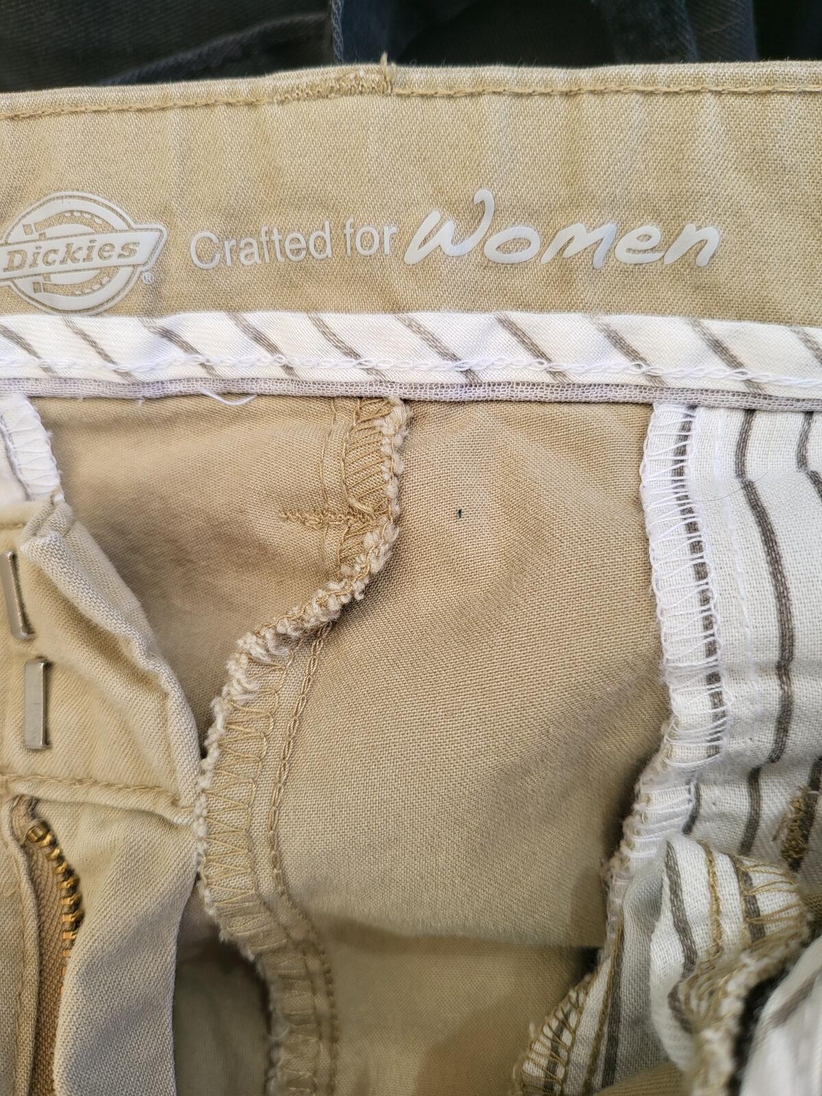 Dickies Women's Straight Leg Workwear Trousers 14R Beige Khaki (W36 L30) - 90s