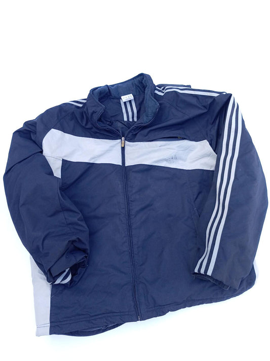 Vintage adidas 2005 Track Jacket - Men's Large - Navy White 3-Stripe Padded Y2K