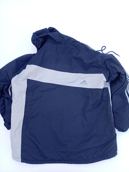 Vintage adidas 2005 Track Jacket - Men's Large - Navy White 3-Stripe Padded Y2K