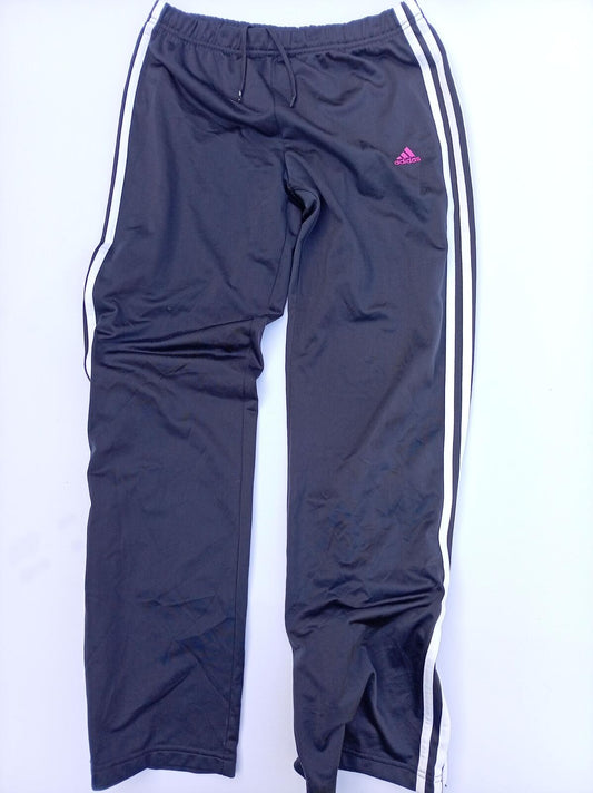 adidas Navy Blue 3-Stripe Tracksuit Bottoms - Women's UK 14 Pink Logo W29-42 L31