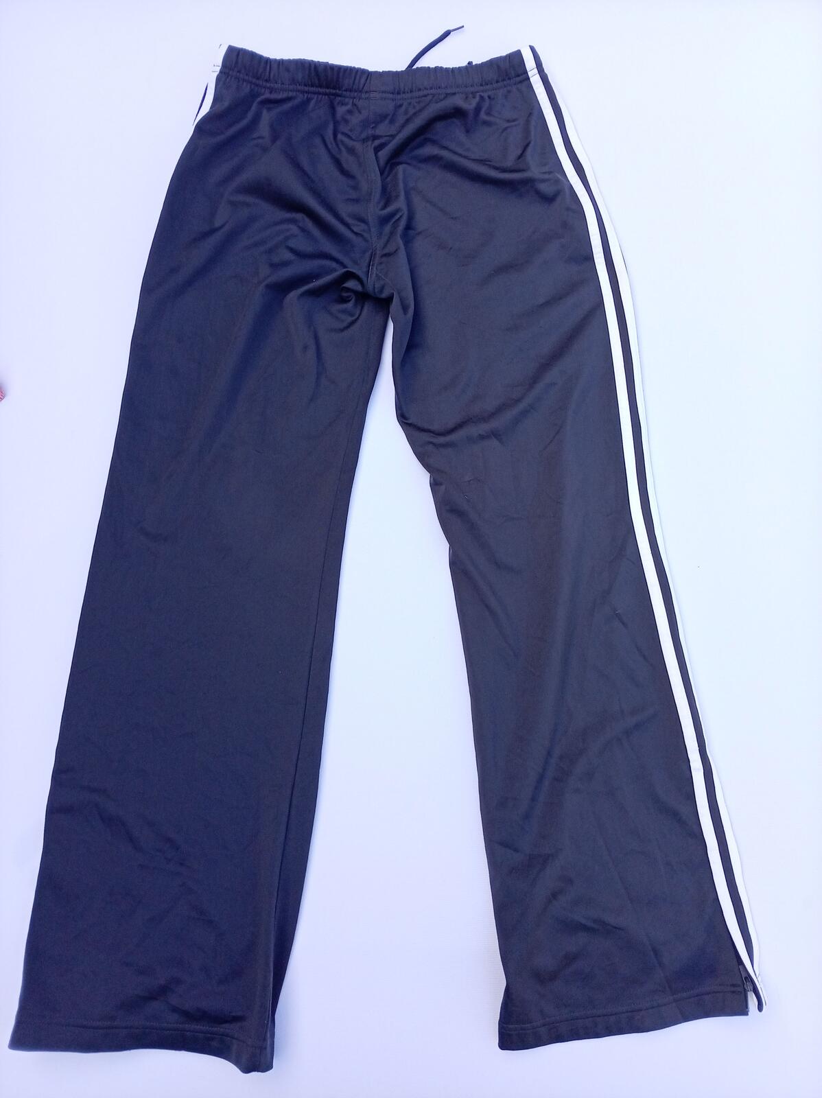 adidas Navy Blue 3-Stripe Tracksuit Bottoms - Women's UK 14 Pink Logo W29-42 L31