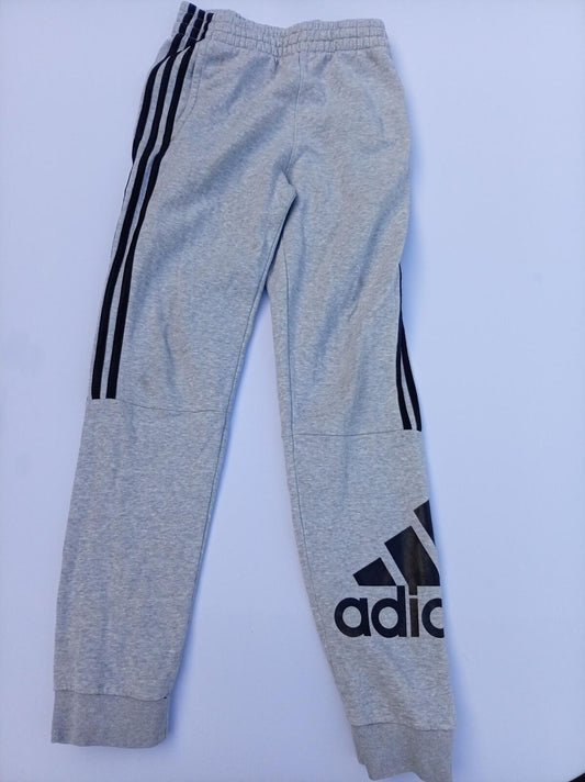 Adidas Grey Joggers Tracksuit Bottoms - Kids Large 14-16 / Slim Small - 3 Stripe