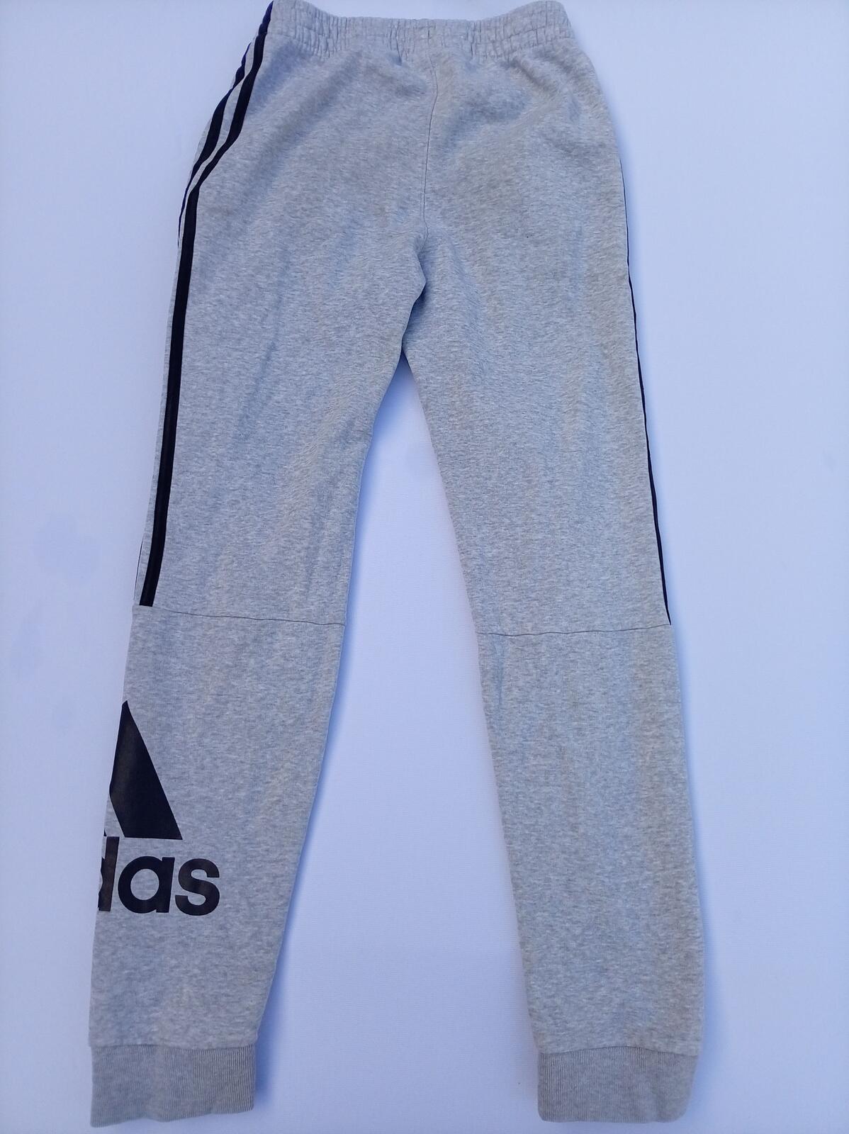 Adidas Grey Joggers Tracksuit Bottoms - Kids Large 14-16 / Slim Small - 3 Stripe