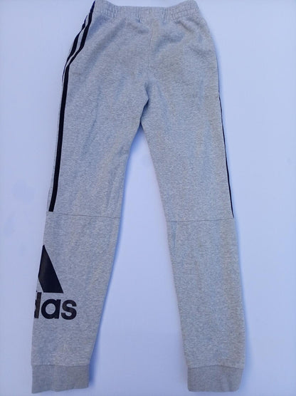 Adidas Grey Joggers Tracksuit Bottoms - Kids Large 14-16 / Slim Small - 3 Stripe