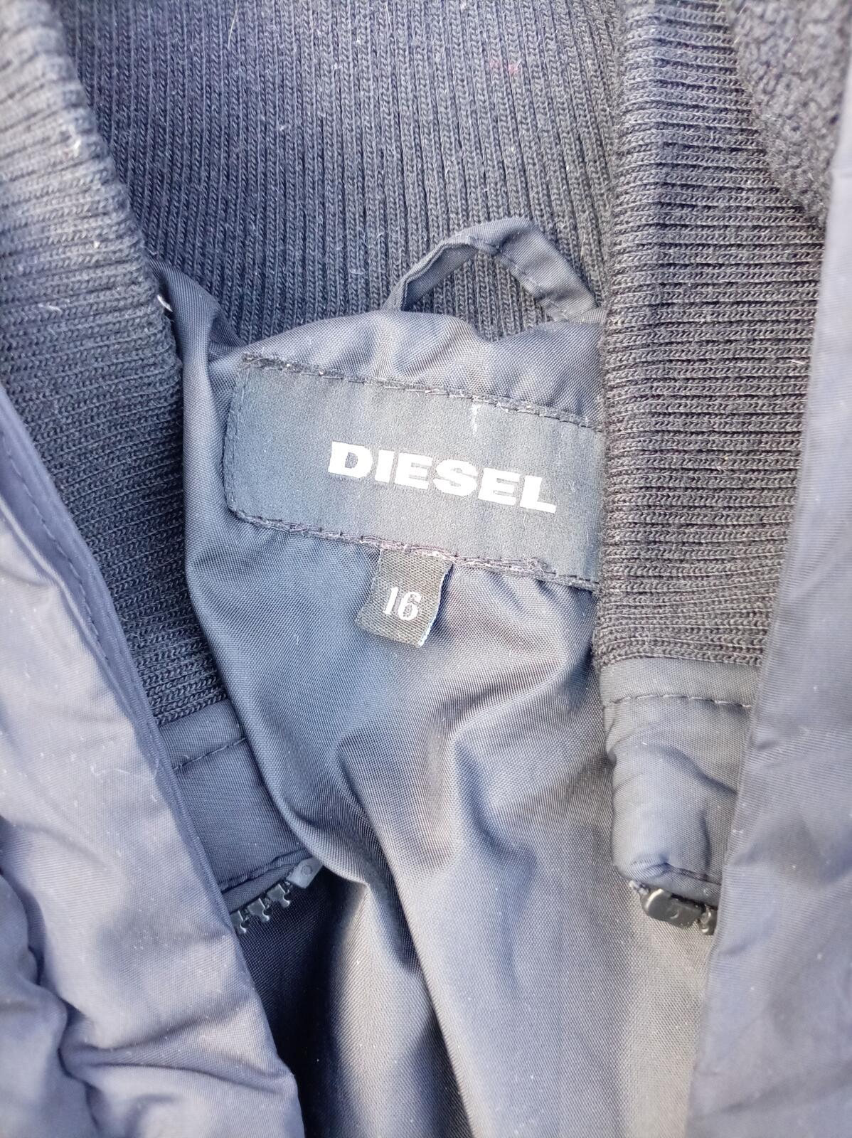 Diesel Black Hooded Puffer Coat - Women's UK Size 16 - Padded Winter Jacket Mid