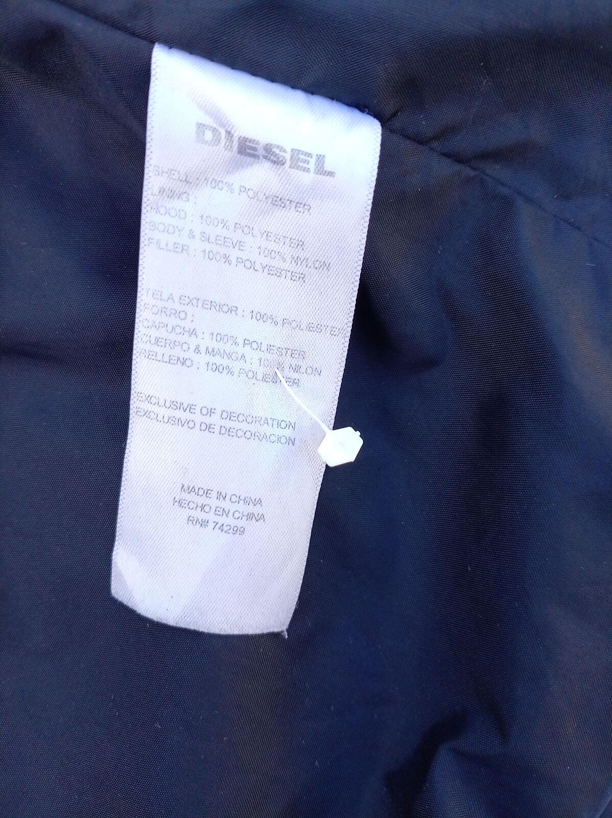 Diesel Black Hooded Puffer Coat - Women's UK Size 16 - Padded Winter Jacket Mid