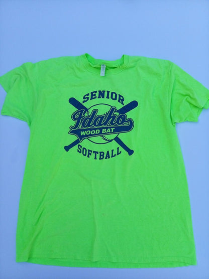 Idaho Senior Wood Bat Softball T-Shirt - Flying Squirrels #8 - Neon Green Large