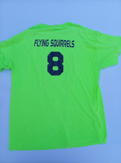Idaho Senior Wood Bat Softball T-Shirt - Flying Squirrels #8 - Neon Green Large