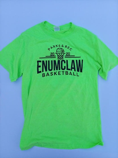 2020 Enumclaw Parks & Rec Basketball T-Shirt - Neon Green Graphic Tee Small / XS