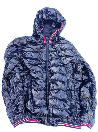 Calvin Klein Men's Hooded Puffer Jacket - Medium - Black High Shine Padded Coat