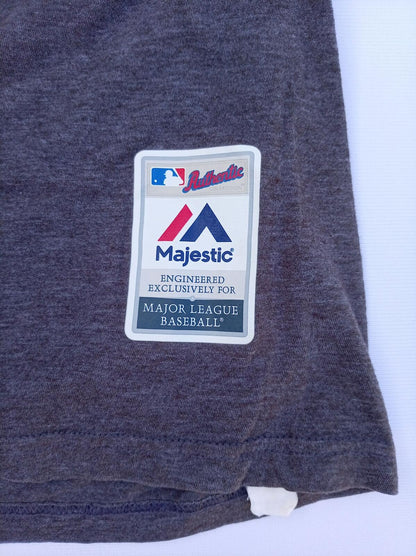 New York Mets Majestic MLB Authentic T-Shirt - Men's Large - Heather Grey