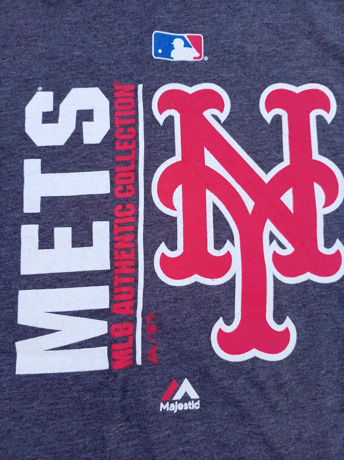 New York Mets Majestic MLB Authentic T-Shirt - Men's Large - Heather Grey