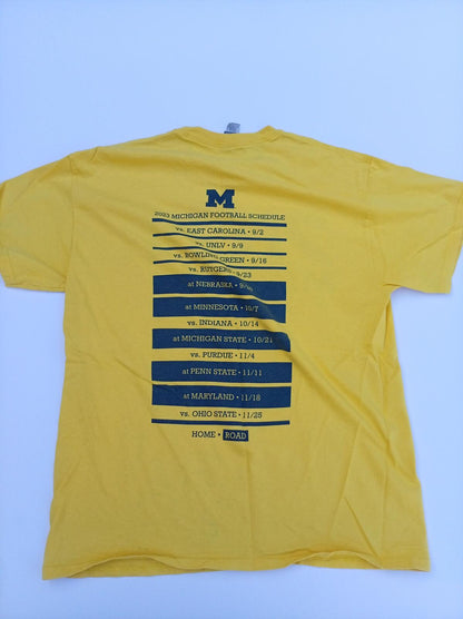 2023 Michigan Football Team 144 T-Shirt - Yellow Graphic Tee Large Fits Medium