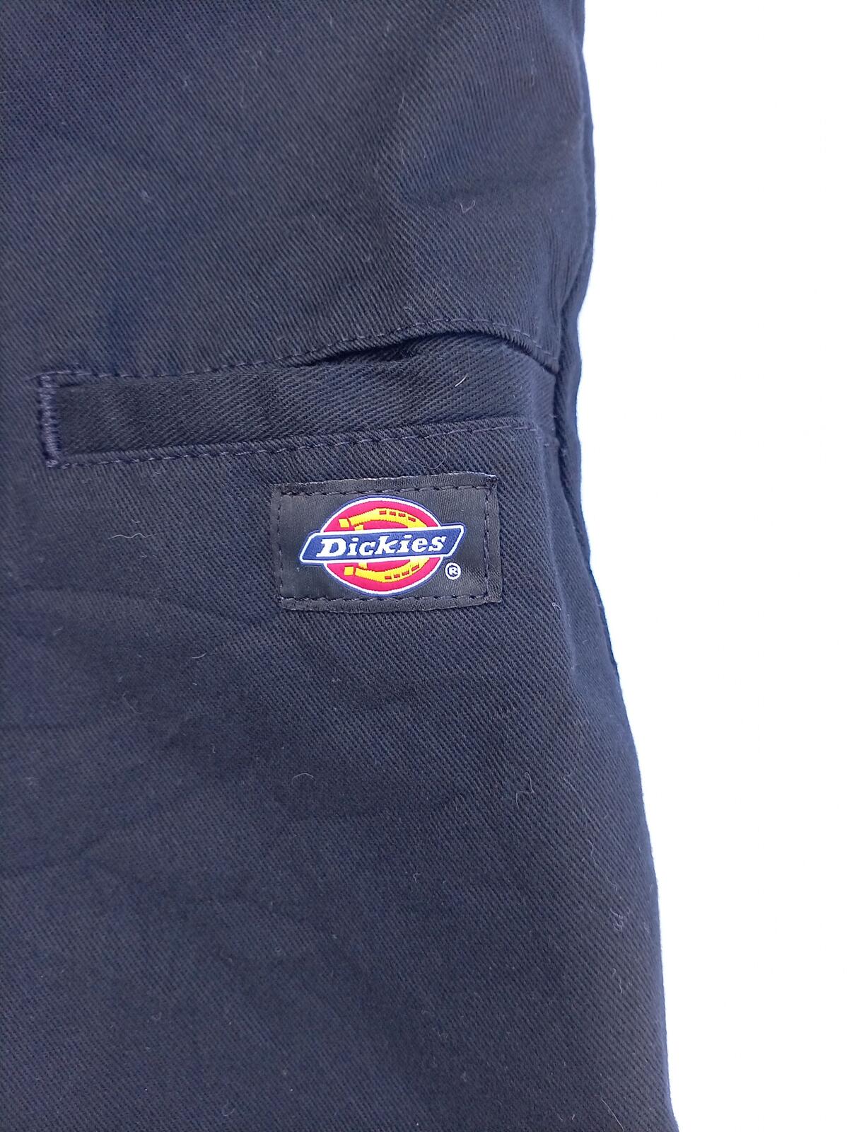 Dickies Double Knee Work Pants Black 32x27 Skater Streetwear Raw Hem Cropped