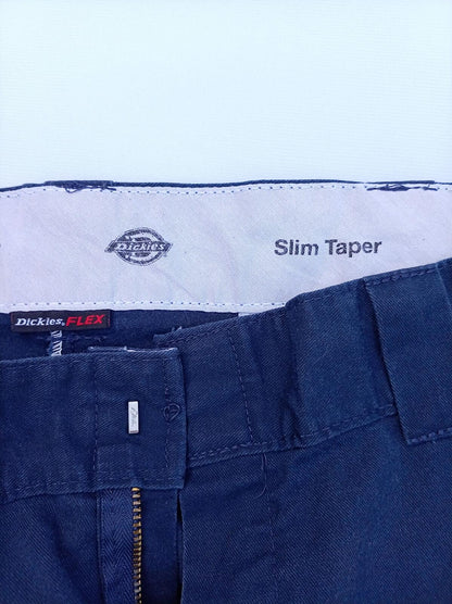 Dickies FLEX Slim Taper Work Pants Trousers 36x30 Navy Blue Chino Skater Utility