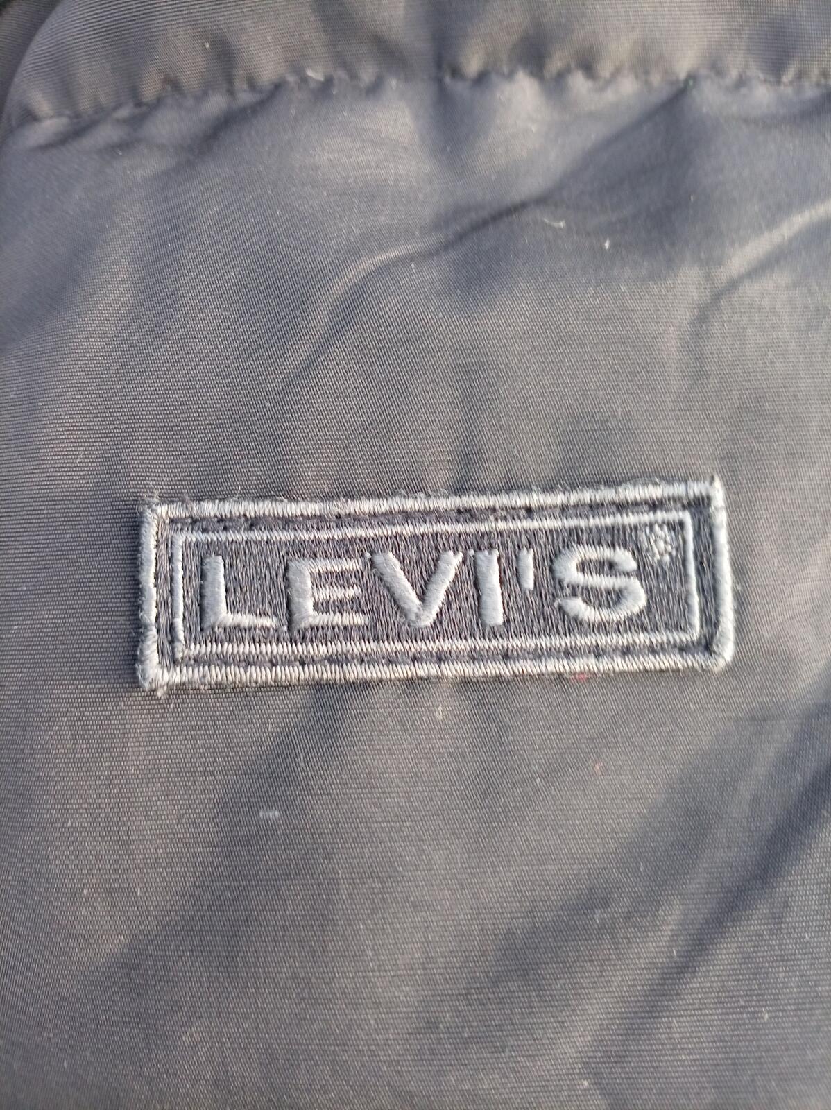 Vintage Levi's Down Puffer Jacket Men's Large Heavy Black Parka Coat 90s Winter