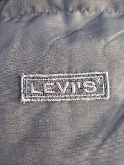 Vintage Levi's Down Puffer Jacket Men's Large Heavy Black Parka Coat 90s Winter