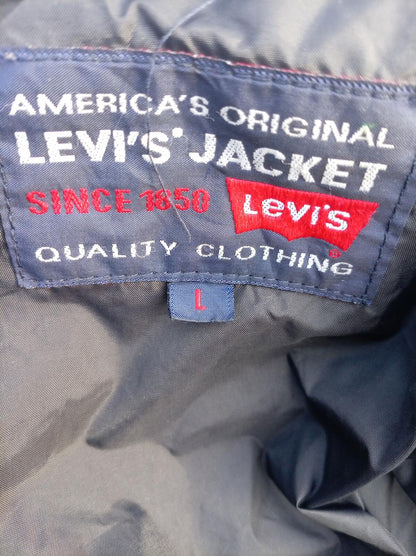 Vintage Levi's Down Puffer Jacket Men's Large Heavy Black Parka Coat 90s Winter
