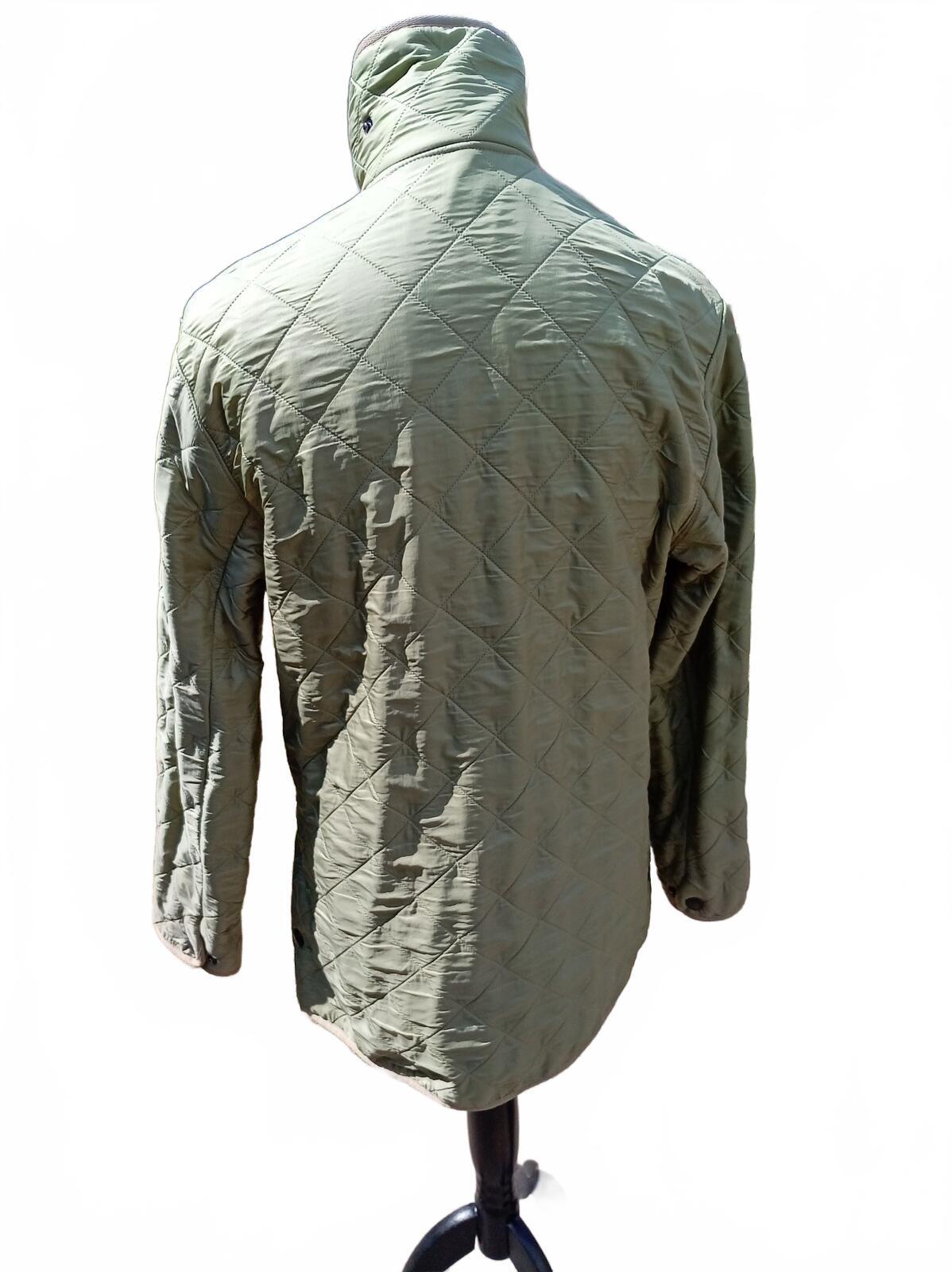 Barbour Liddesdale Men's Quilted Jacket Olive Green Cord Collar Size M (Fits L)