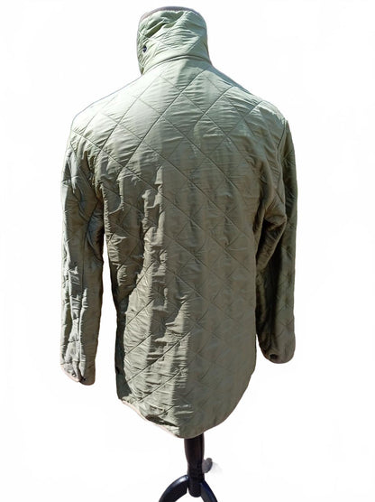 Barbour Liddesdale Men's Quilted Jacket Olive Green Cord Collar Size M (Fits L)