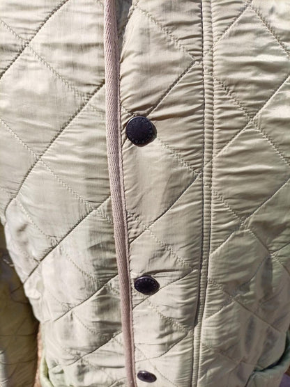 Barbour Liddesdale Men's Quilted Jacket Olive Green Cord Collar Size M (Fits L)