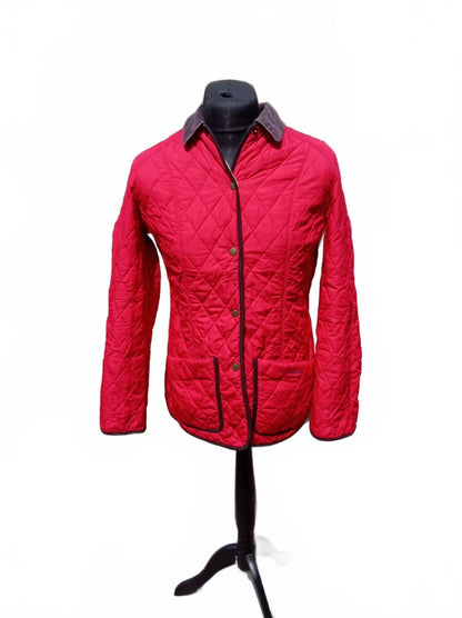 Barbour Women's Quilted Jacket Red UK 12 Tattersall Check Lining