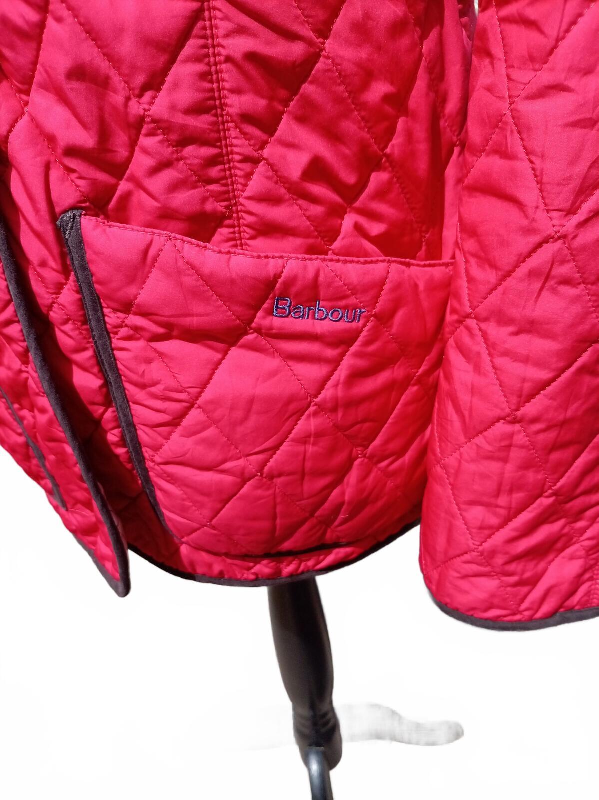 Barbour Women's Quilted Jacket Red UK 12 Tattersall Check Lining