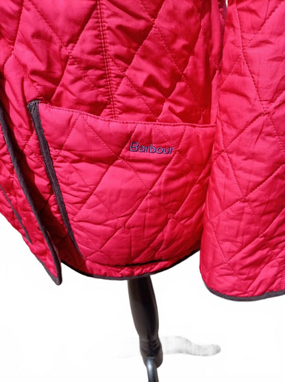 Barbour Women's Quilted Jacket Red UK 12 Tattersall Check Lining