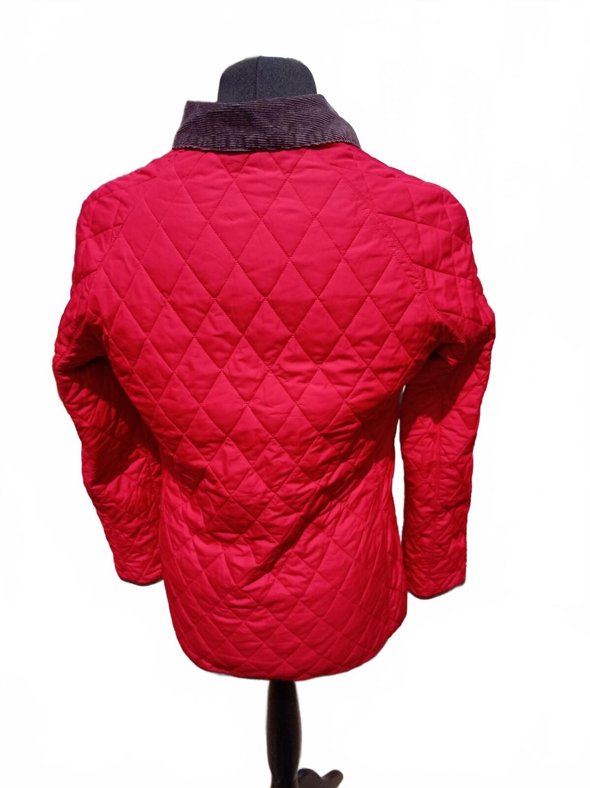 Barbour Women's Quilted Jacket Red UK 12 Tattersall Check Lining