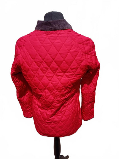Barbour Women's Quilted Jacket Red UK 12 Tattersall Check Lining