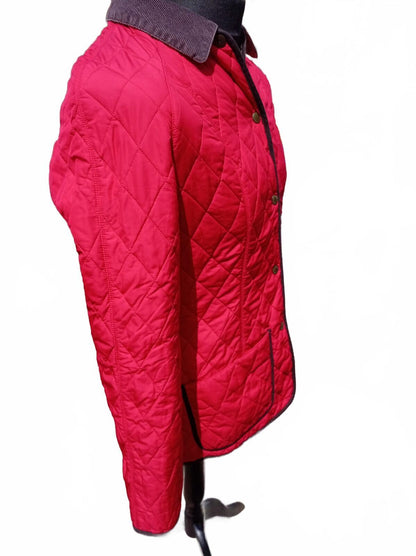 Barbour Women's Quilted Jacket Red UK 12 Tattersall Check Lining