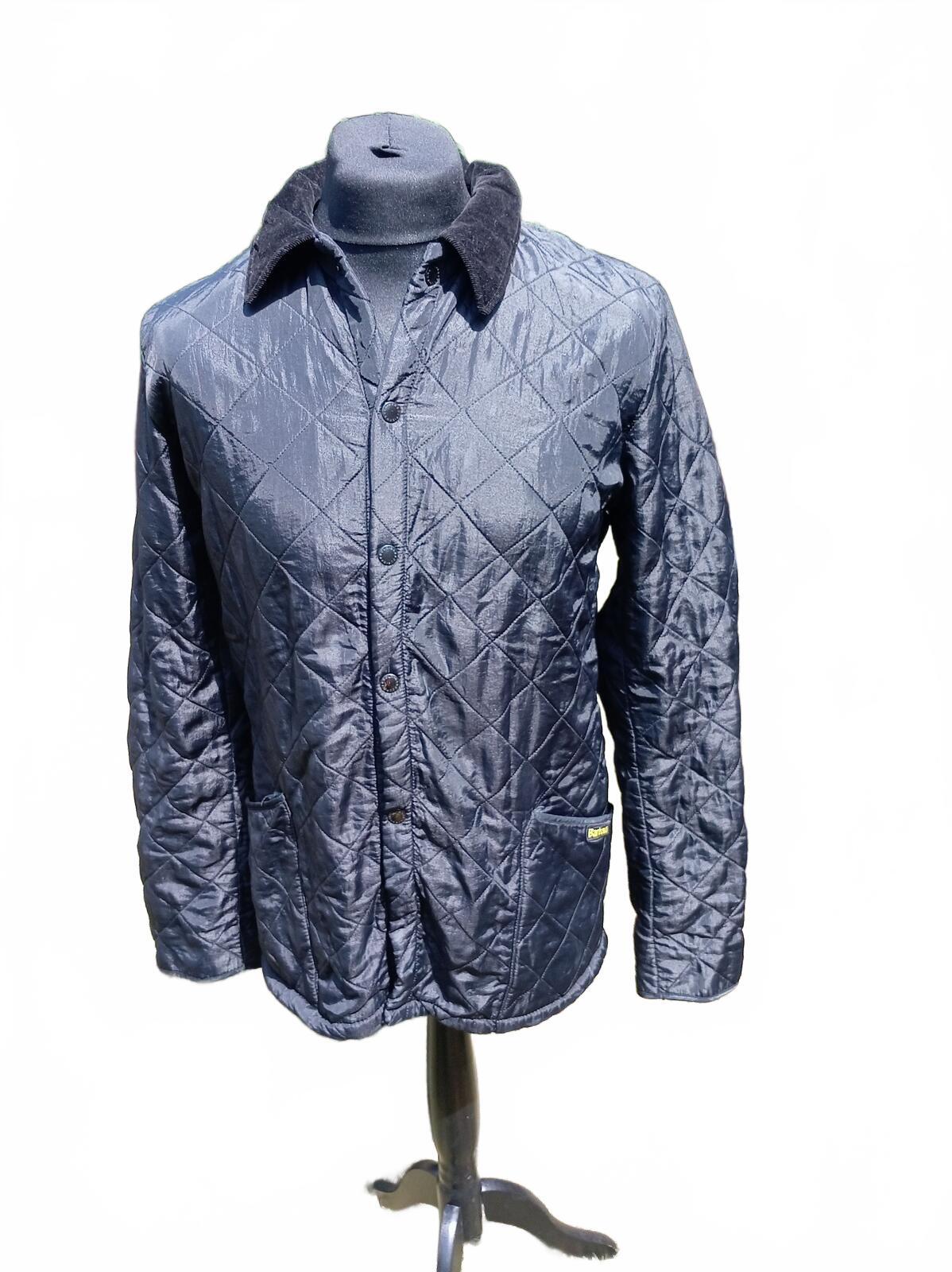 Barbour Liddesdale Polarquilt Men's Jacket Navy Blue L Fleece Lined (22" P2P)